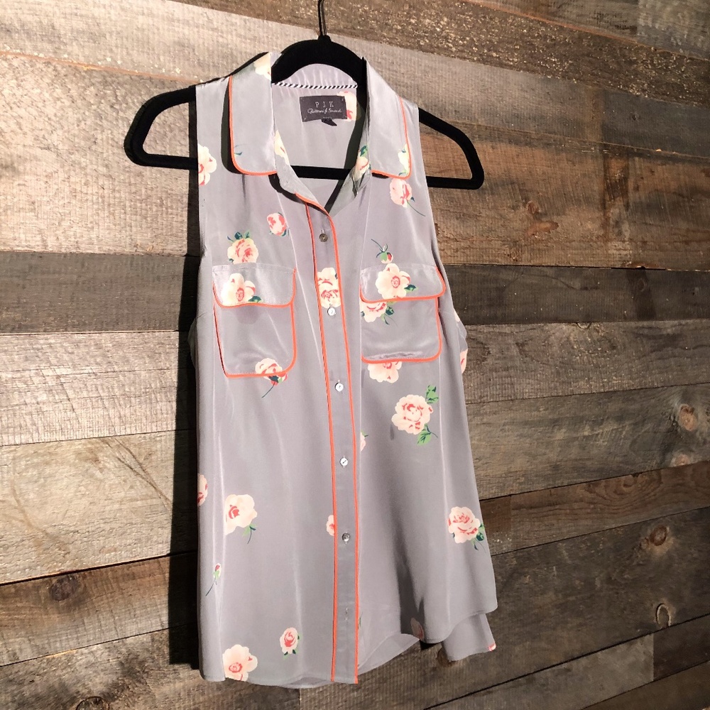 PJK Patterson J. Kincaid Silk Floral Top